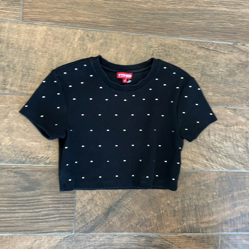 STAUD Black Short Sleeve Cropped Tee